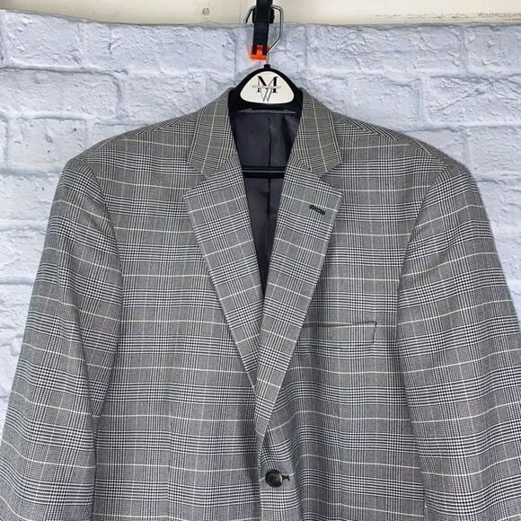 Stafford essentials mens 44R black & white button plaid blazer - Picture 11 of 13